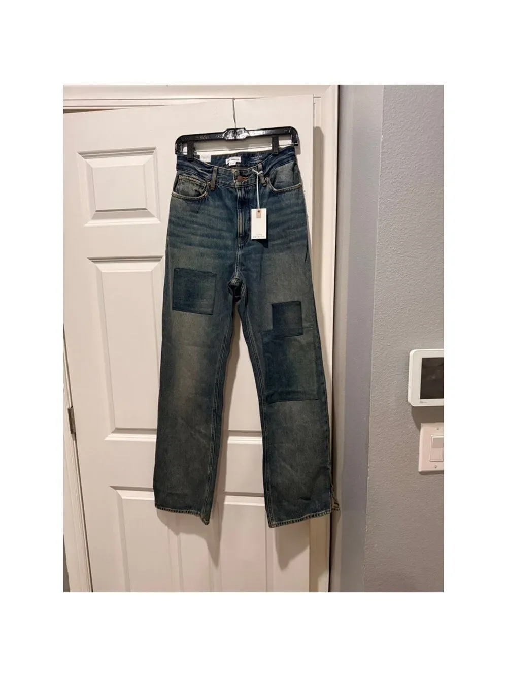 Women's GOOD AMERICAN Blue Patchwork The Khloe Flare Jeans Size 4 - Picture 7 of 11